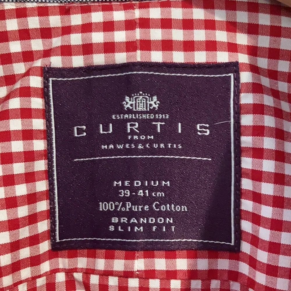 HAWES & CURTIS Brandon Slim Fit Men’s Casual Button Down Gingham Shirt Size M